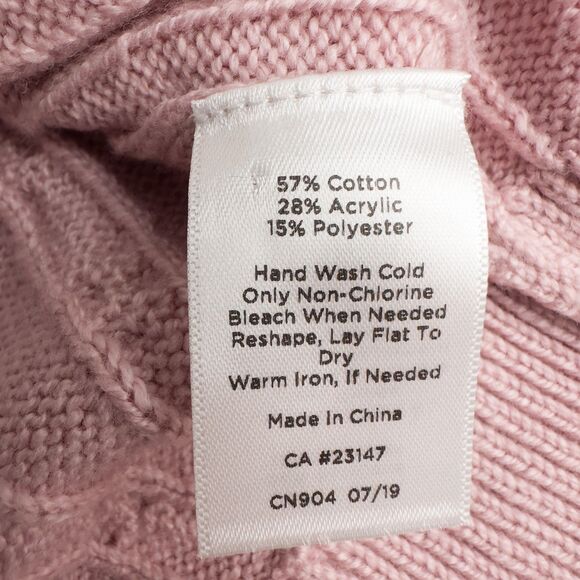 Talbots Button Cuff Cable Knit Sweater Womens Petite Small Pink Preppy Soft Girl - Picture 13 of 13
